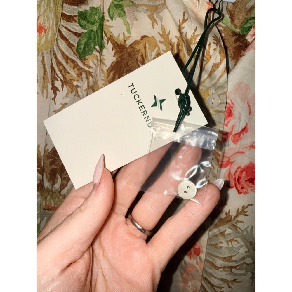 Tuckernuck Sun Faded Floral Pink Ruffle Collar Button Down Shirt - M - Picture 5 of 8